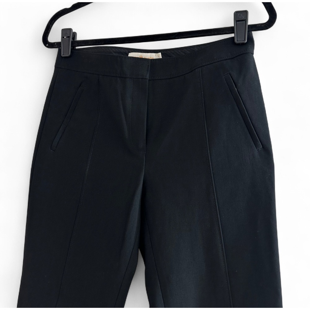 Tory Burch Black Pintuck Dressy Pants Slacks Straight‎ Cropped Chic 4 Small